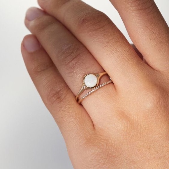 Catbird Jewelry - CATBIRD 14k gold opal FLORENCE SOLITAIRE RING engagement